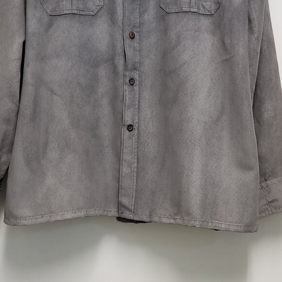 Basic Editions Shirt Faux Suede Mens Large Button Up Long Sleeve Lined Pockets - Picture 3 of 16